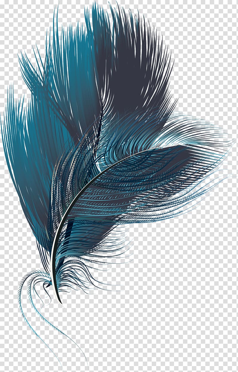 green feather illustration, Feather Computer file, Blue exquisite feathers transparent background PNG clipart