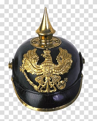 black and gold warrior helmet, German Helmet transparent background PNG clipart