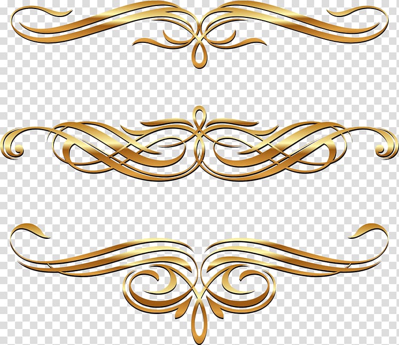 Golden European pattern transparent background PNG clipart