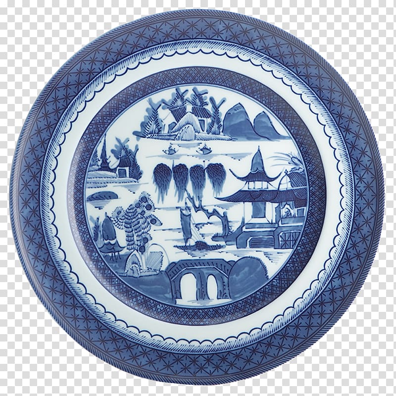 Tableware Mottahedeh Blue Canton Large Dinner Plate Mottahedeh & Company, chinese classical border transparent background PNG clipart