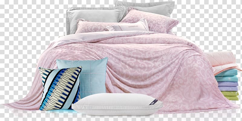 pink bed blanket, Bed sheet Bed frame Pillow, bed transparent background PNG clipart