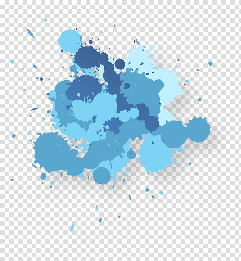 splatter of shades of blue paints, Ink wash painting Adobe Illustrator, Abstract blue water stains transparent background PNG clipart