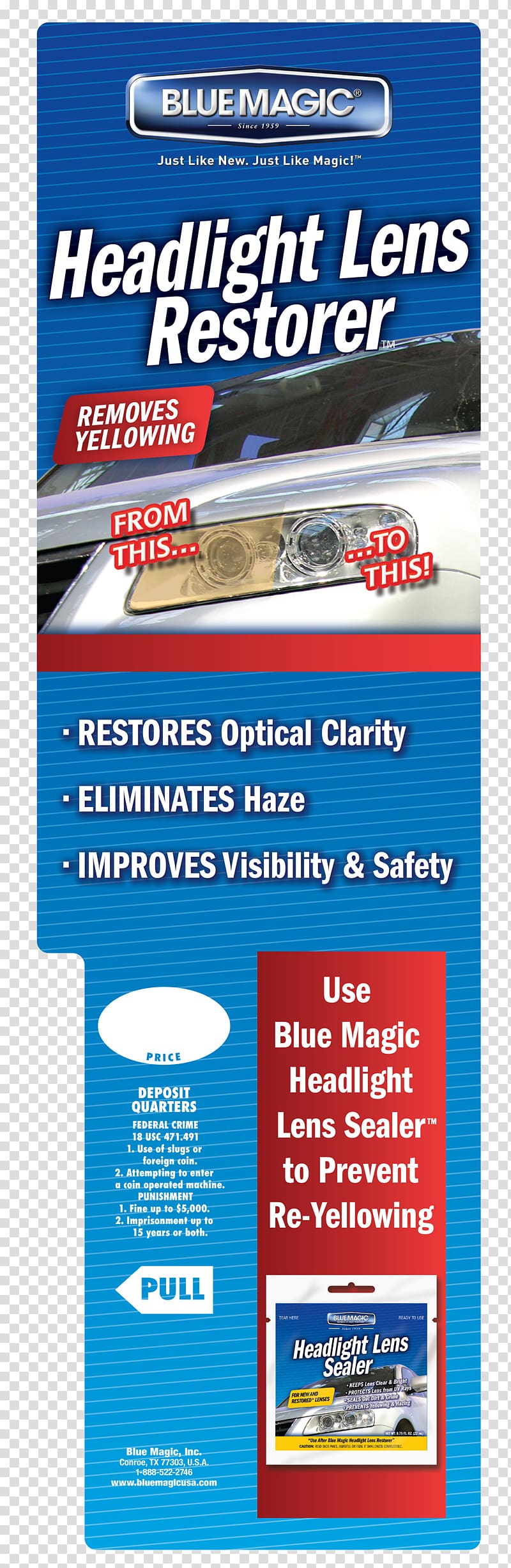 Display advertising Brand Blue Magic Web banner, HEADLIGHT RESTORATION transparent background PNG clipart