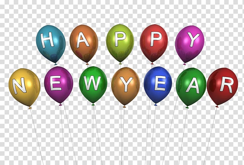 Happy new year balloon illustration, Happy New Year Balloons transparent background PNG clipart