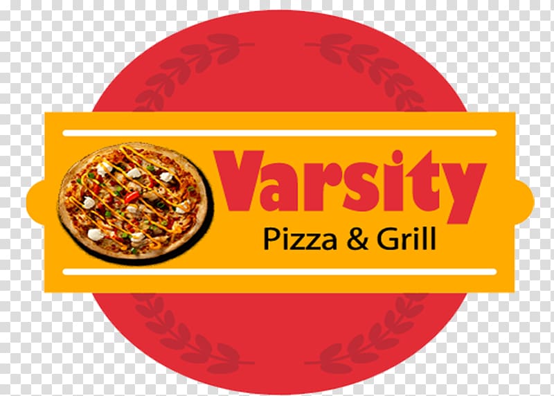 Varsity pizza and grill Logo Cuisine Barbecue, delicious takeout transparent background PNG clipart