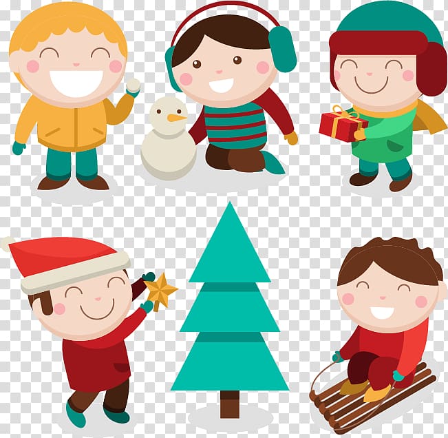 5 Christmas child transparent background PNG clipart