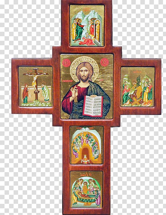 Crucifix Frames Panagia Portaitissa Cross Icon, christian cross transparent background PNG clipart