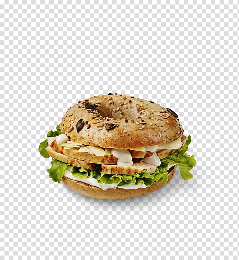 Cheeseburger Breakfast sandwich Salmon burger Bagel Caesar salad, bagel transparent background PNG clipart
