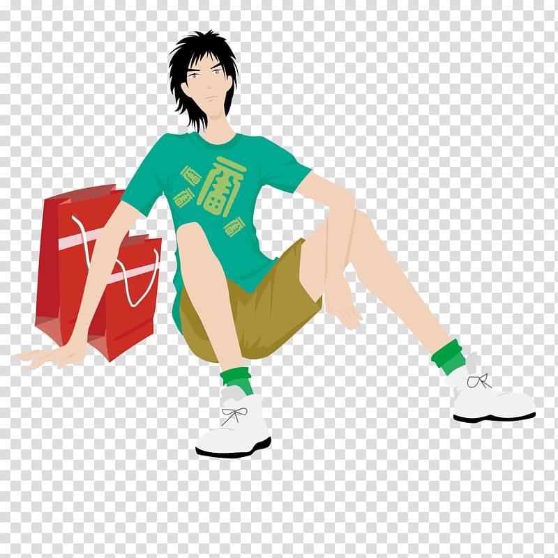Man Illustration, Shopping boy transparent background PNG clipart