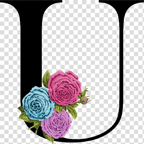Garden roses Decorative Letters Floral design Alphabet, flower transparent background PNG clipart