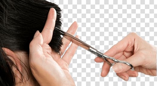 person cutting other person's hair, Hair Chipping transparent background PNG clipart
