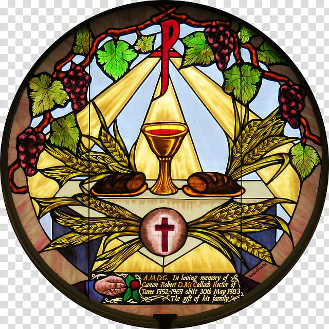 multicolored wall decor, Window Eucharist in the Catholic Church Stained glass, HOLY WEEK transparent background PNG clipart