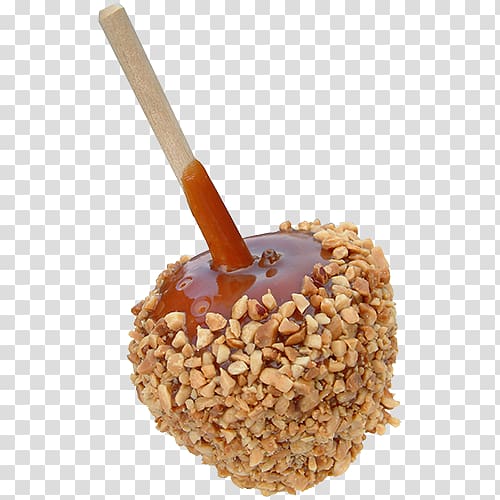 Caramel apple Candy apple Toffee, Peanut nuts lollipop transparent background PNG clipart