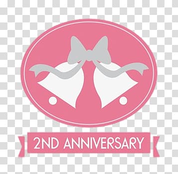 2nd anniversary text, 2nd Anniversary Wedding Bells transparent background PNG clipart