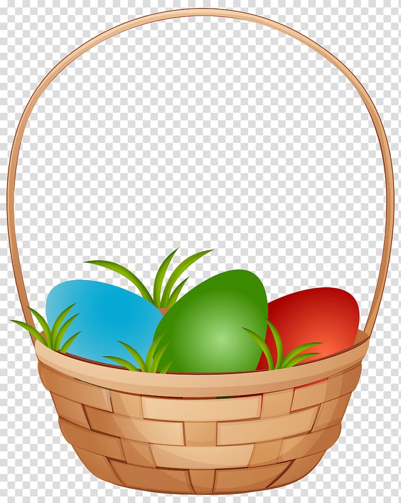 brown basket illustration, Easter basket Easter egg , Easter Basket with Eggs transparent background PNG clipart