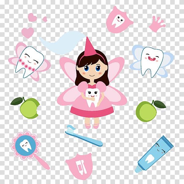 Tooth fairy , Tooth fairy Dentistry, Cute little angel cartoon creative toothpaste toothbrush transparent background PNG clipart