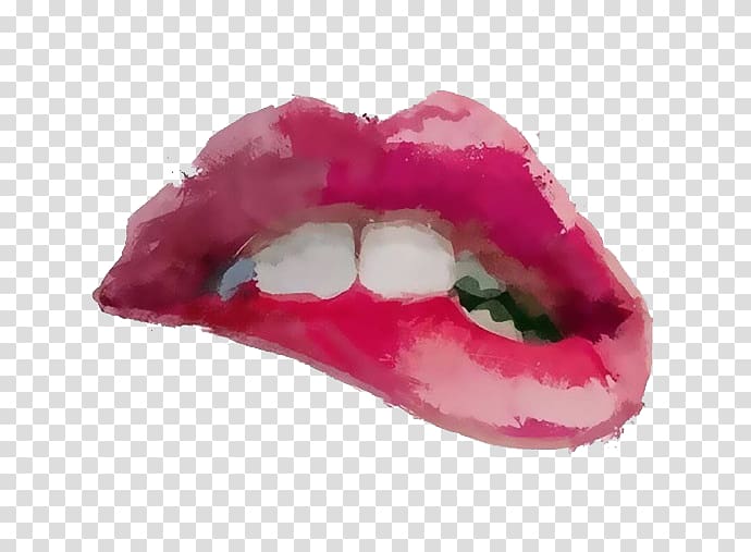 Watercolor painting Drawing Mouth Art Illustration, Sexy rose red lips transparent background PNG clipart