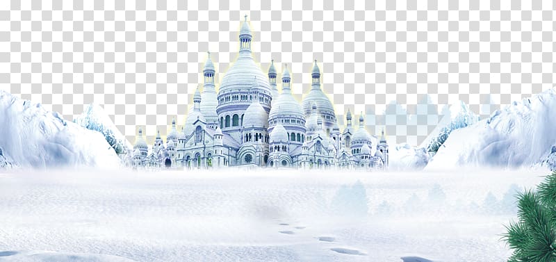 Snow fort Winter, White Castle transparent background PNG clipart