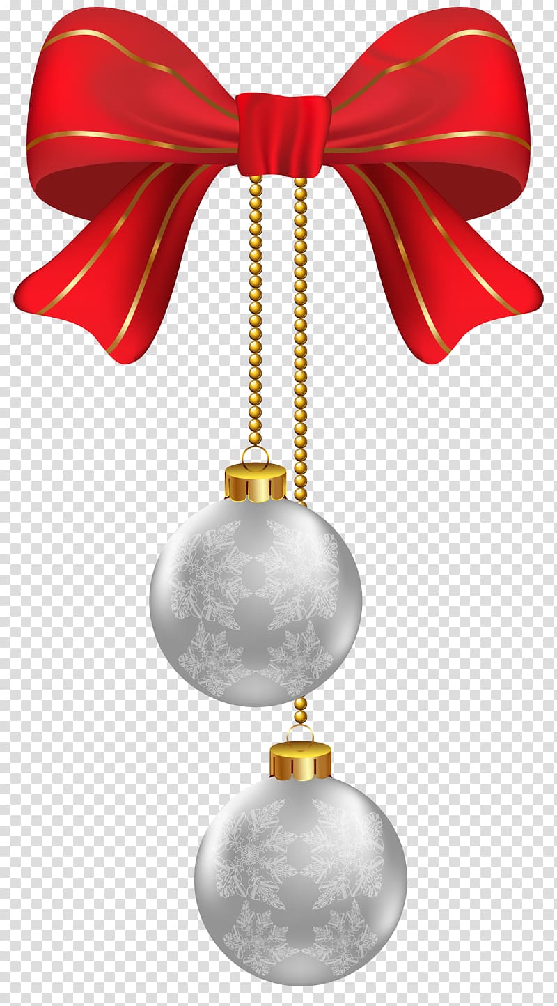 two gray baubles illustration, Hanging Christmas Silver Ornaments transparent background PNG clipart