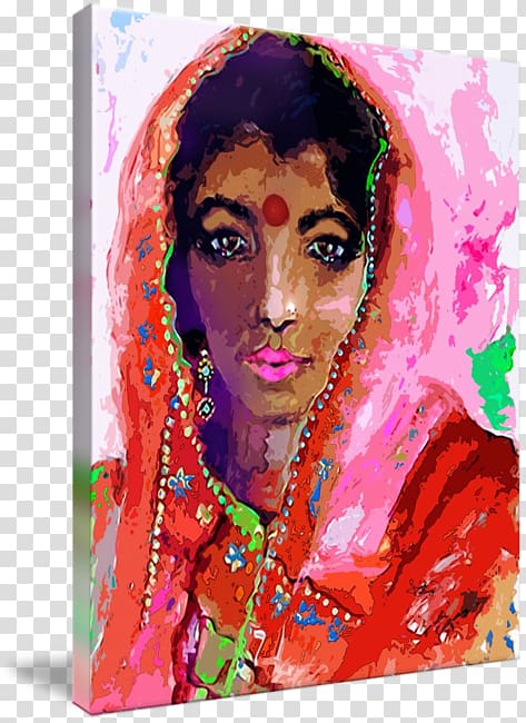 Watercolor painting Indian painting Portrait Art, indian saree transparent background PNG clipart