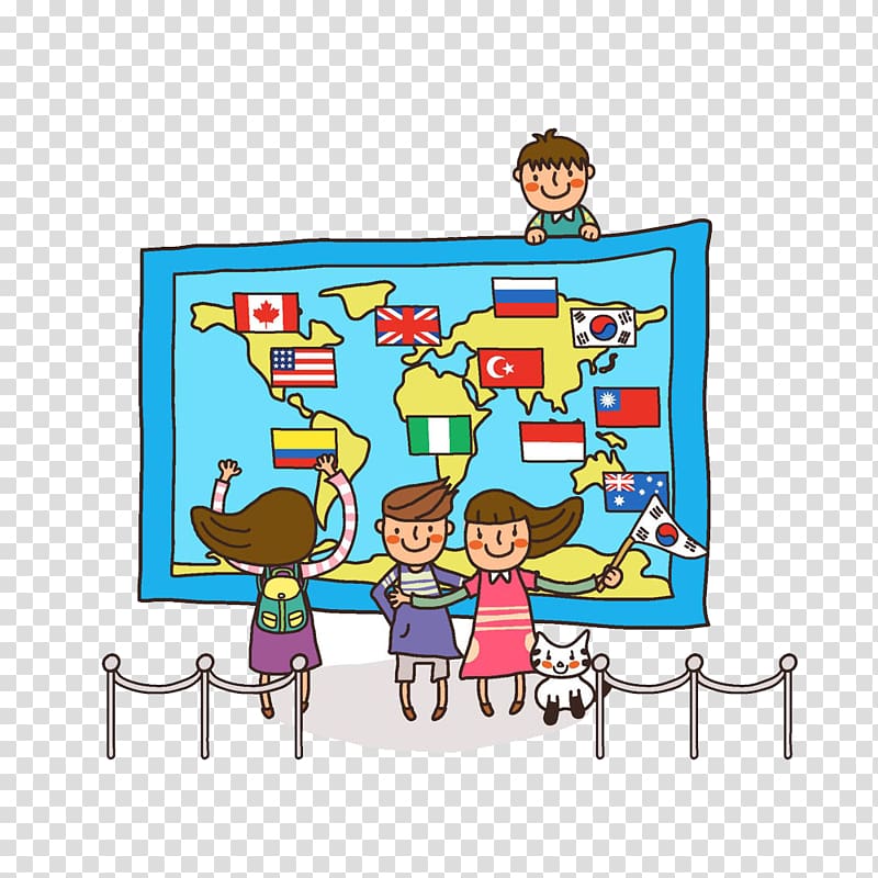 Spain Spanish Nationality Lesson Verb, Cartoon kids learn world map transparent background PNG clipart