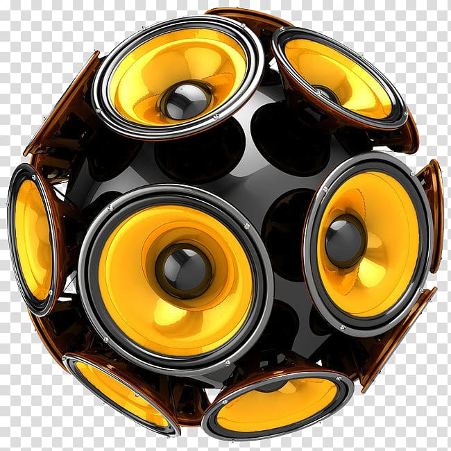 yellow subwoofers, Loudspeaker Krewella Icon, sound transparent background PNG clipart