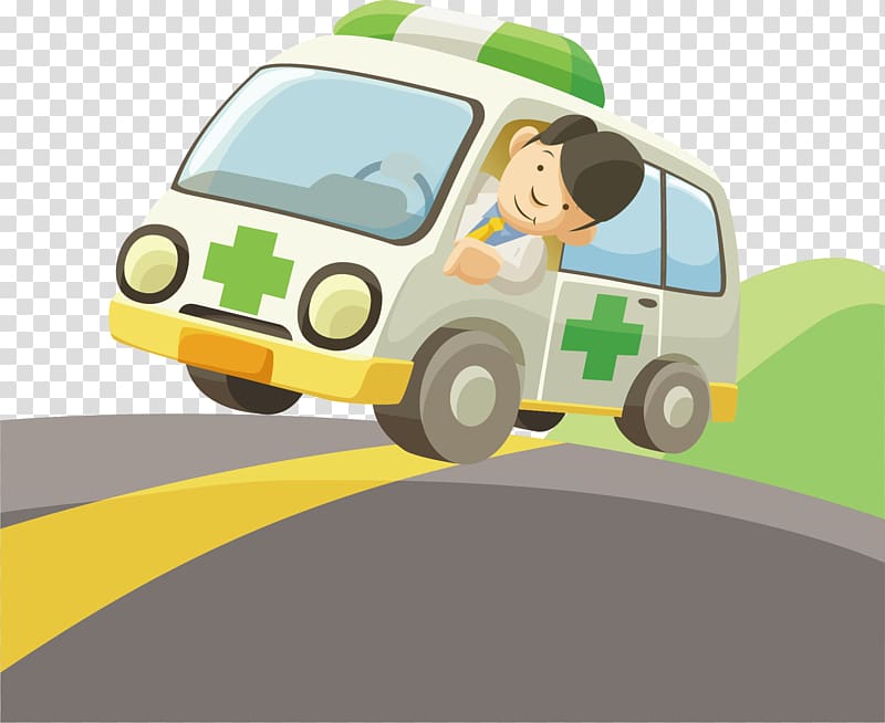 Ambulance Cartoon, Ambulance element transparent background PNG clipart