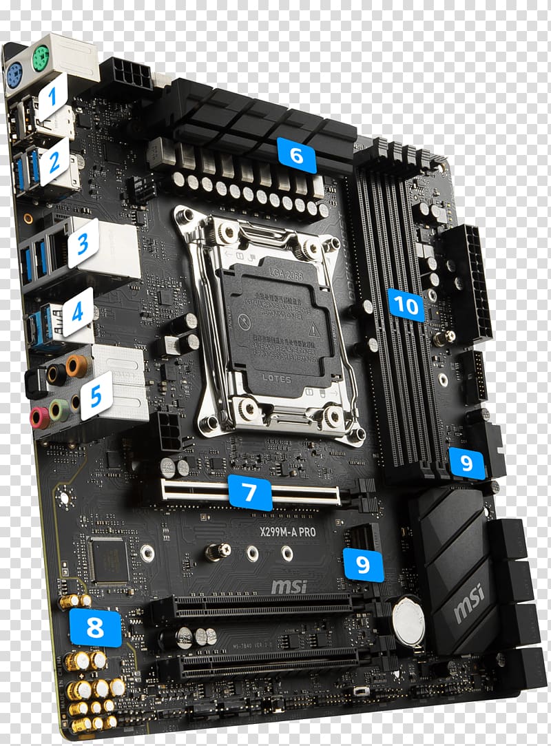 Motherboard Computer Cases & Housings Intel X299 LGA 2066 Socket AM4, golden stereo 3 transparent background PNG clipart