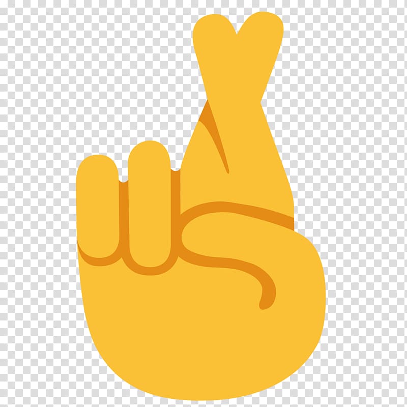 yellow fingers crossed , Emojipedia Crossed fingers Thumb signal Emoticon, fingers transparent background PNG clipart