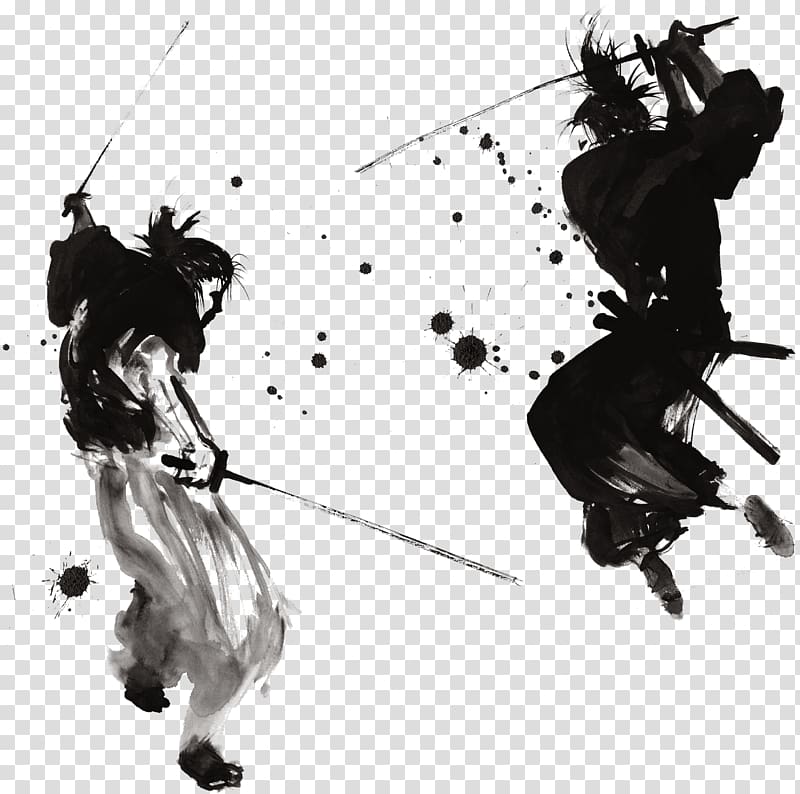 samurai illustration, Samurai Drawing Painting Art Warrior, Japanese samurai ink transparent background PNG clipart