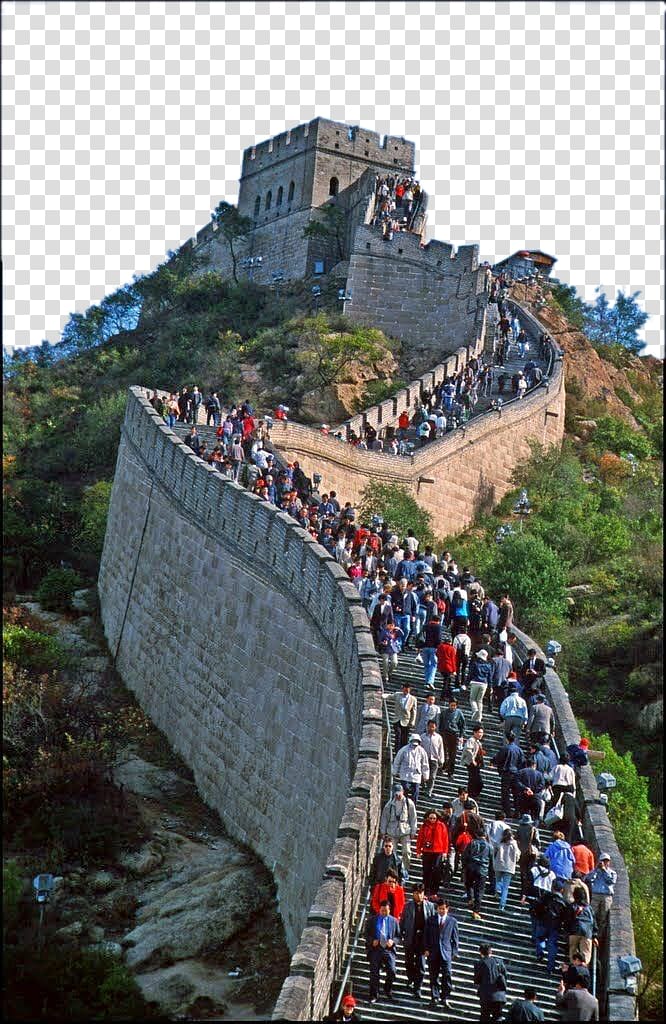 Badaling Great Wall of China Jiankou Yanqing District, A sea of ​​people climbing the Great Wall transparent background PNG clipart