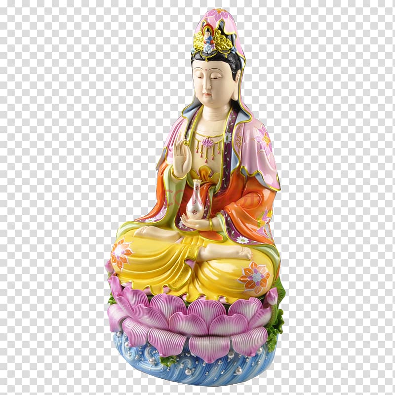 Guan Yin of the South Sea of Sanya Guanyin Chinese ceramics, Ceramic Goddess of Mercy transparent background PNG clipart