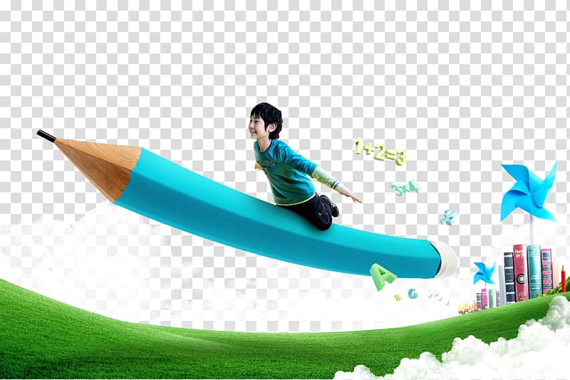 boy riding pencil illustration, Flight Child, Flying Friends transparent background PNG clipart