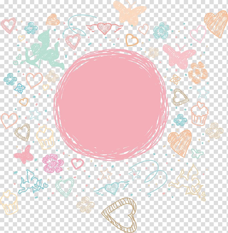 multicolored butterfly, cherub, and cupcake art, Valentines Day Heart , Hand-painted pattern wedding transparent background PNG clipart