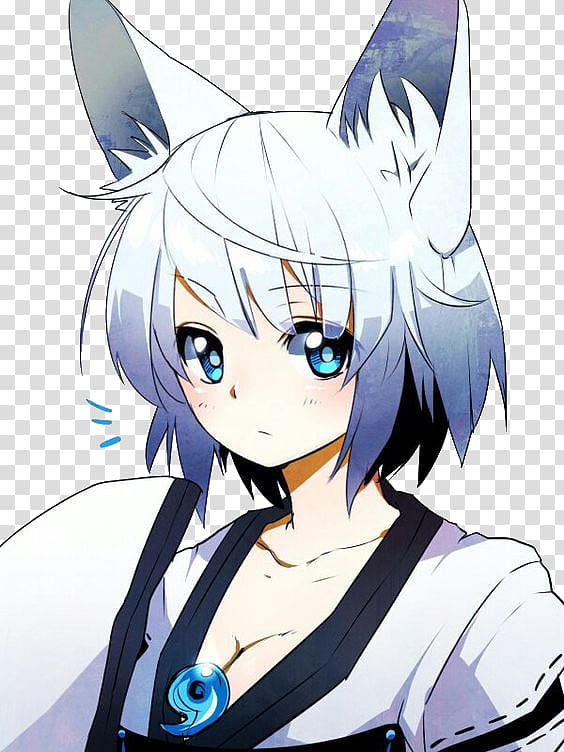 Anime Kitsune Catgirl Manga Drawing, Anime transparent background