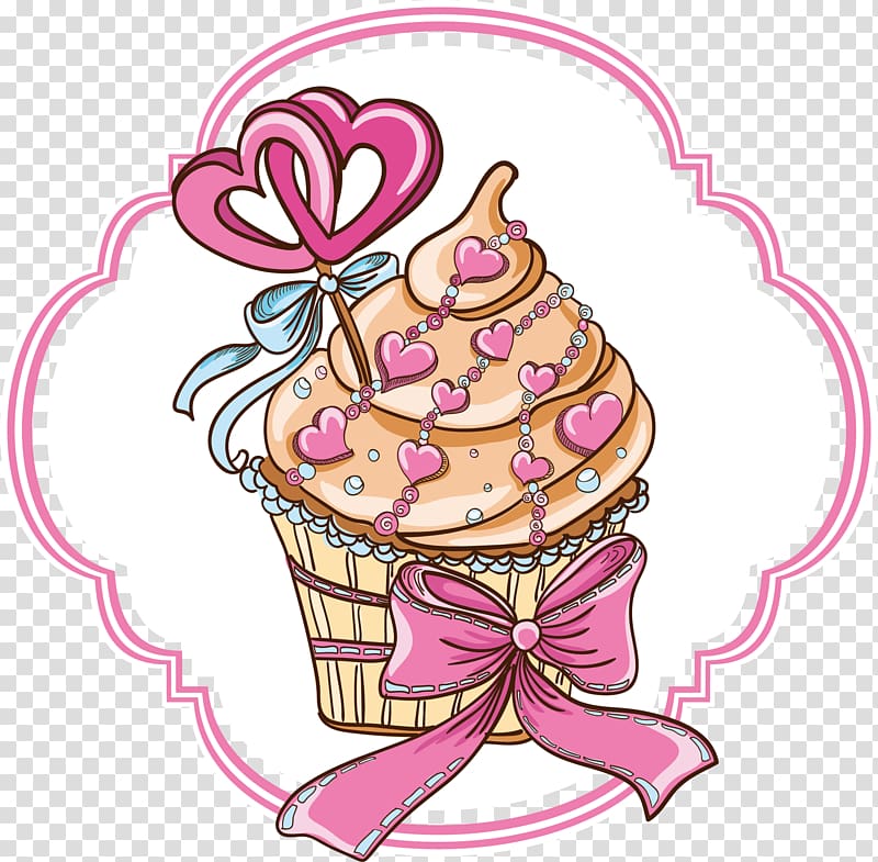 Cupcake Bakery Logo Pastry, Pink Cake transparent background PNG clipart