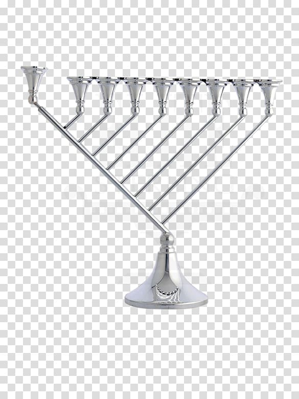 Menorah Sterling silver Hanukkah Candle, silver transparent background PNG clipart