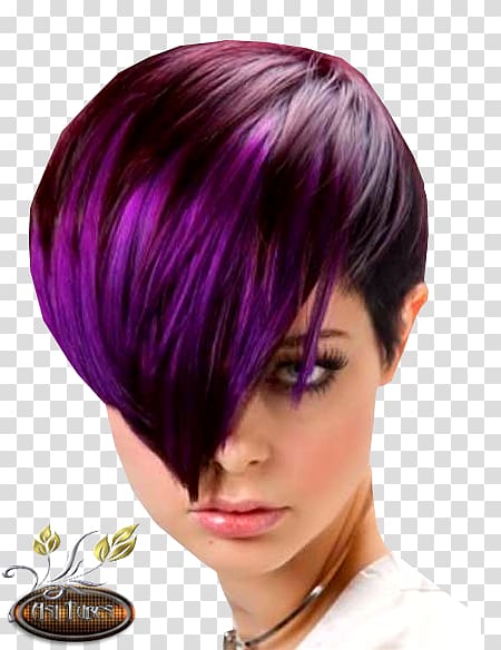 Asymmetric cut Hair coloring Purple Hairstyle, purple transparent background PNG clipart