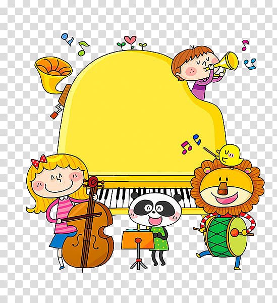 animals and children play music transparent background PNG clipart
