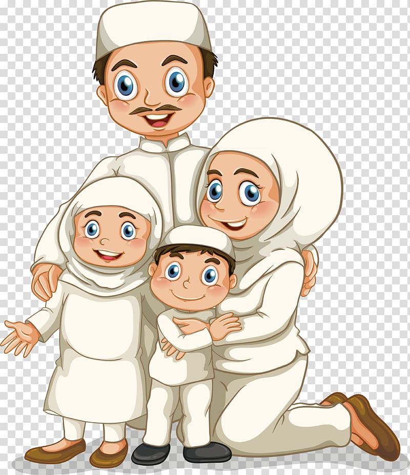 family , Muslim Family Illustration, Foreign national design transparent background PNG clipart