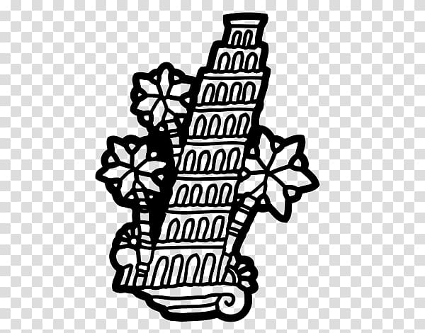 Leaning Tower of Pisa Eiffel Tower Irish round tower Black and white, The Leaning Tower of Pisa transparent background PNG clipart
