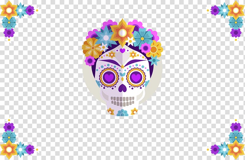 white and pink sugar skull , Calavera Wedding invitation Day of the Dead Public holiday Skull, Effect Skull transparent background PNG clipart