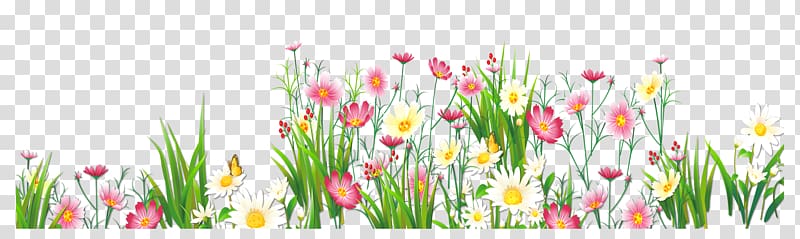 Flower Grasses , Flowers and Grass , yellow and pink flower illusration transparent background PNG clipart