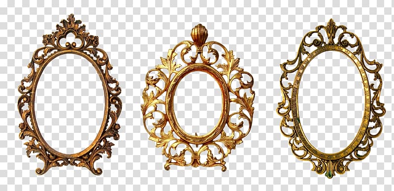 three frames, Frames Gold Oval Ornament Decorative arts, oval frame transparent background PNG clipart