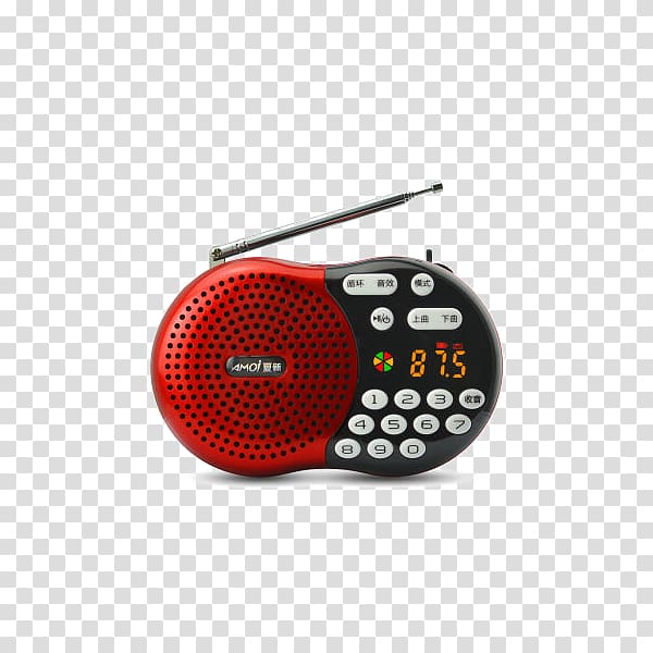 Loudspeaker MP3 player Stereophonic sound Walkman Audio electronics, Amoi (Amoi) Portable Speaker red Portable Radio elderly transparent background PNG clipart