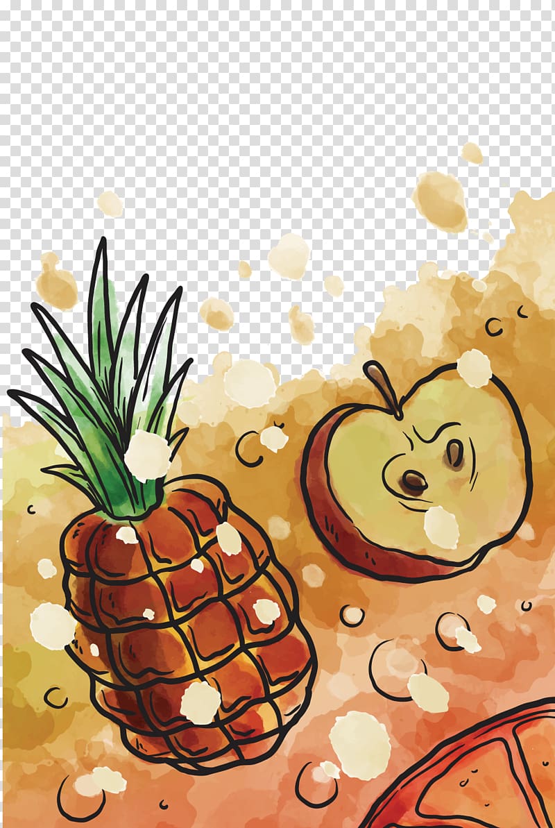 Pineapple Adobe Illustrator Illustration, Hand painted Apple pineapple transparent background PNG clipart