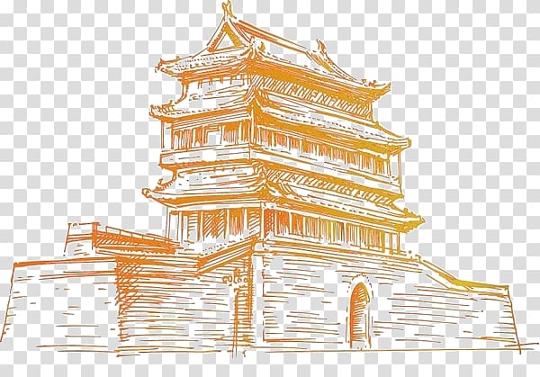 Tiananmen Forbidden City City Gate Towers Building, City gate tower transparent background PNG clipart
