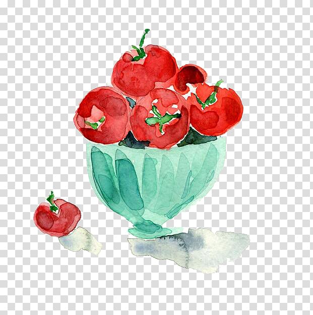 Watercolor painting Tomato Illustration, tomato transparent background PNG clipart