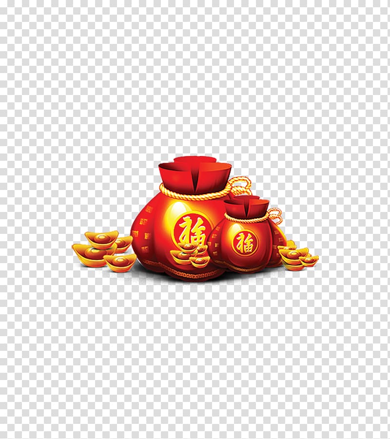 Chinese New Year Red envelope Lunar New Year Sycee Bag, purse transparent background PNG clipart