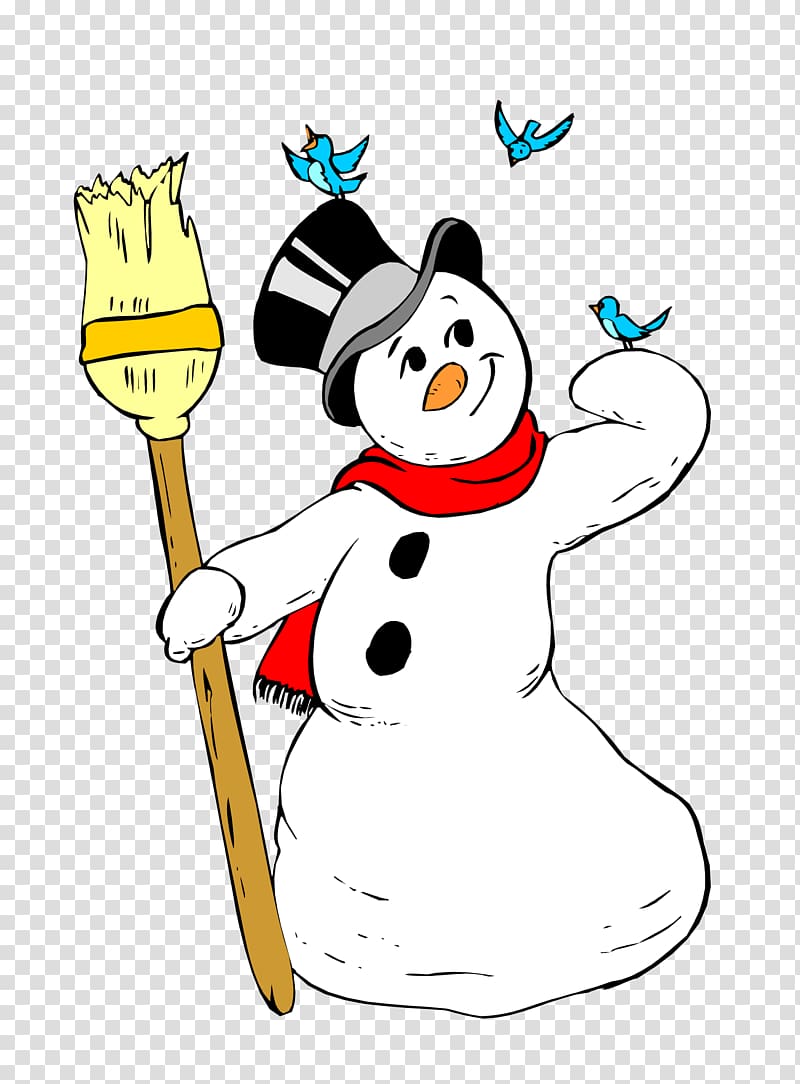 Snowman Animation , Take a broom snowman transparent background PNG clipart
